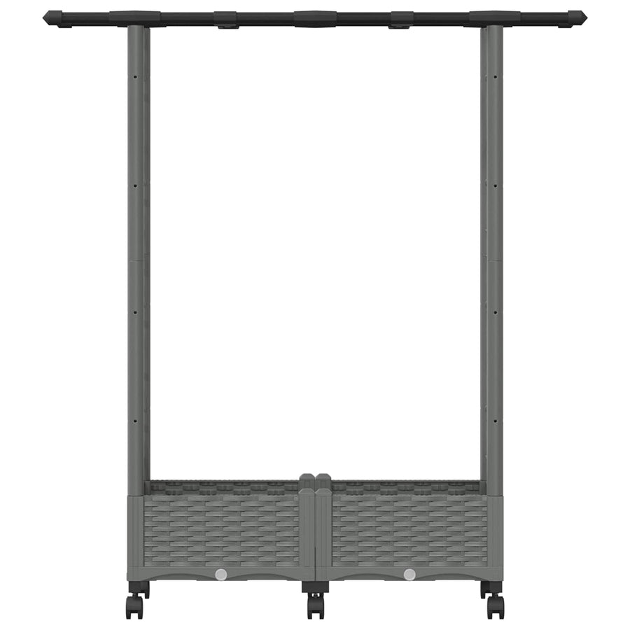 Verhoogd Bed met Trellis en Dak Lichtgrijs 122,5 x 40 x 127 cm