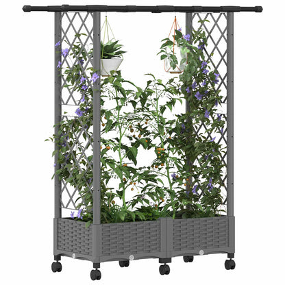 Verhoogd Bed met Trellis en Dak Lichtgrijs 122,5 x 40 x 127 cm