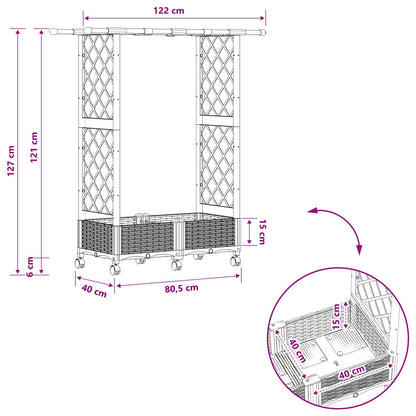 Verhoogd Bed met Trellis en Dak Lichtgrijs 122,5 x 40 x 127 cm