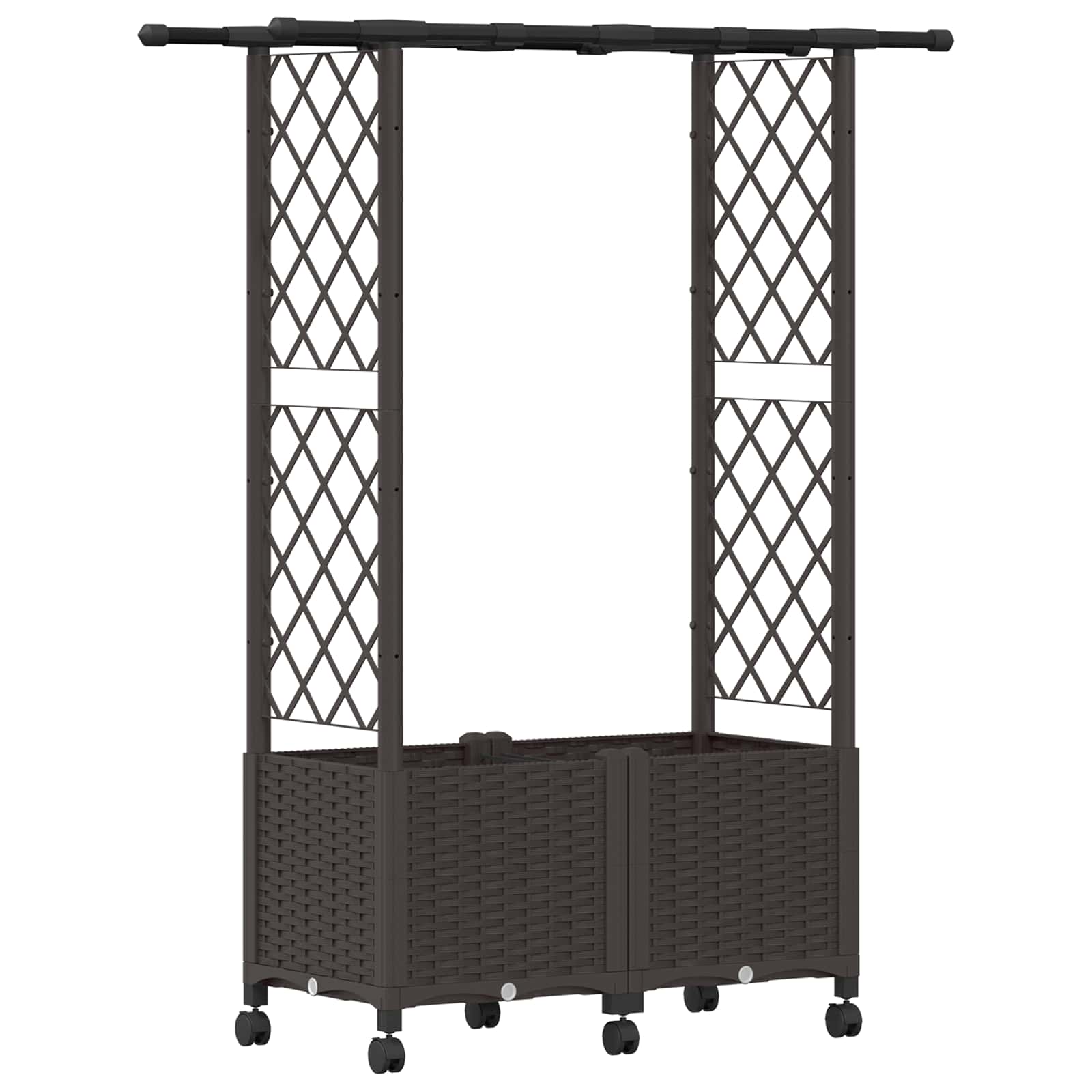 Verhoogd Bed met Trellis en Dak Bruin 124,5 x 40 x 142 cm PP