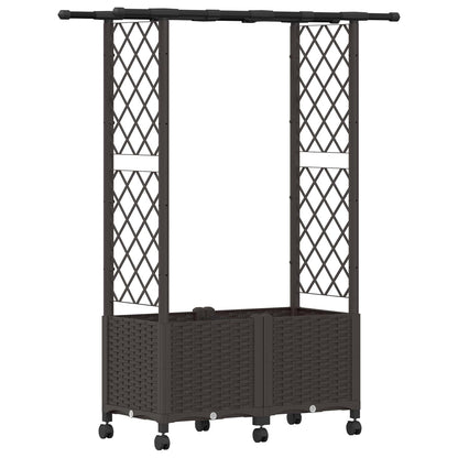 Verhoogd Bed met Trellis en Dak Bruin 124,5 x 40 x 142 cm PP