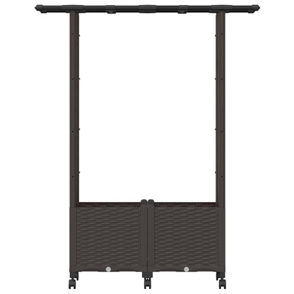 Verhoogd Bed met Trellis en Dak Bruin 124,5 x 40 x 142 cm PP