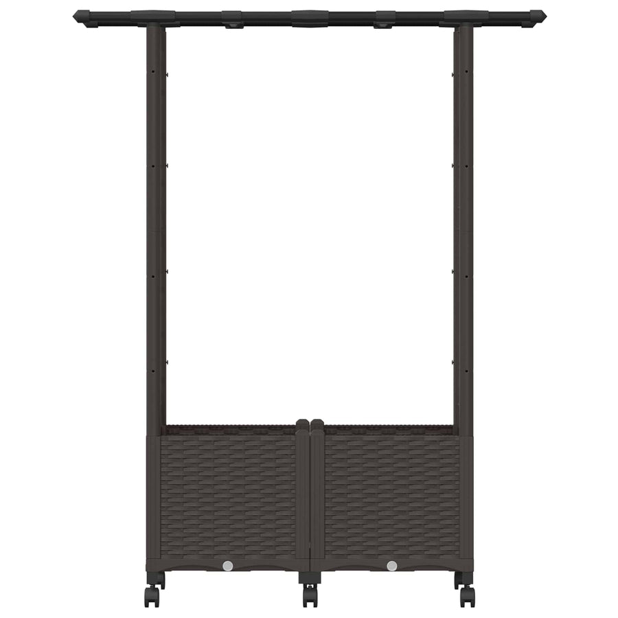 Verhoogd Bed met Trellis en Dak Bruin 124,5 x 40 x 142 cm PP