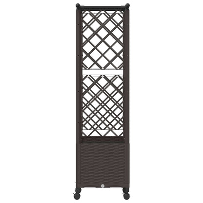 Verhoogd Bed met Trellis en Dak Bruin 124,5 x 40 x 142 cm PP