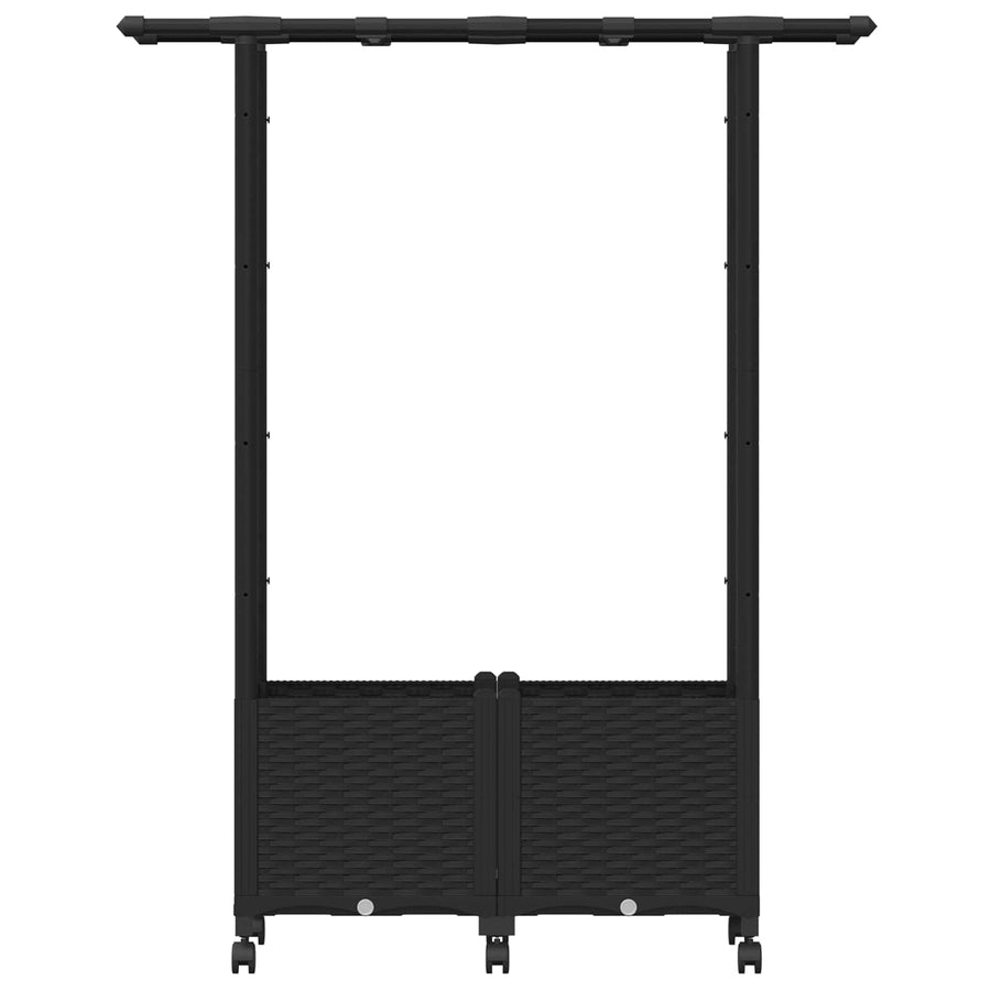 Verhoogd Bed met Trellis en Dak Zwart 124,5 x 40 x 142 cm PP