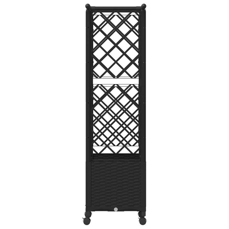 Verhoogd Bed met Trellis en Dak Zwart 124,5 x 40 x 142 cm PP