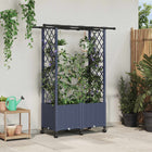 Verhoogd tuinbed met trellis en dak 124,5x40x142 cm grijs