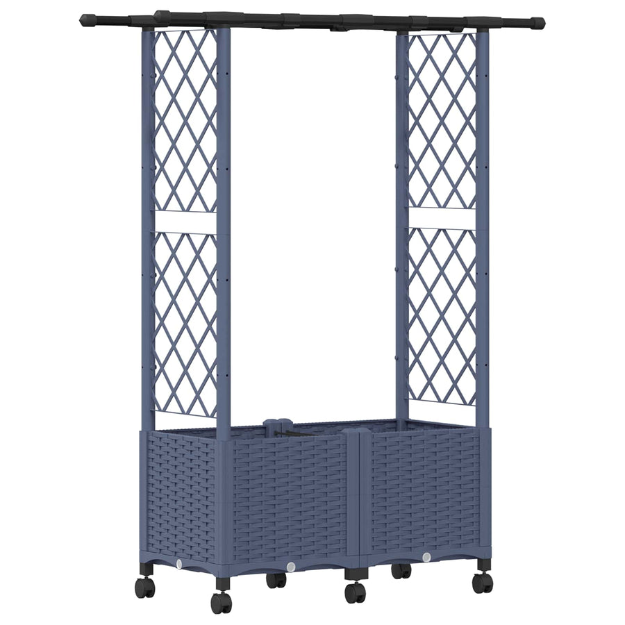 Verhoogd Bed met Trellis en Dak Grijs 124,5 x 40 x 142 cm PP