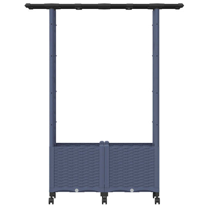 Verhoogd Bed met Trellis en Dak Grijs 124,5 x 40 x 142 cm PP