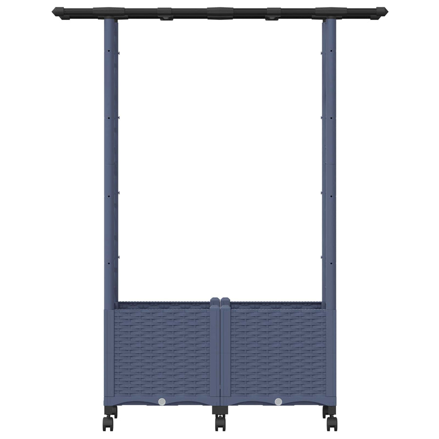 Verhoogd Bed met Trellis en Dak Grijs 124,5 x 40 x 142 cm PP