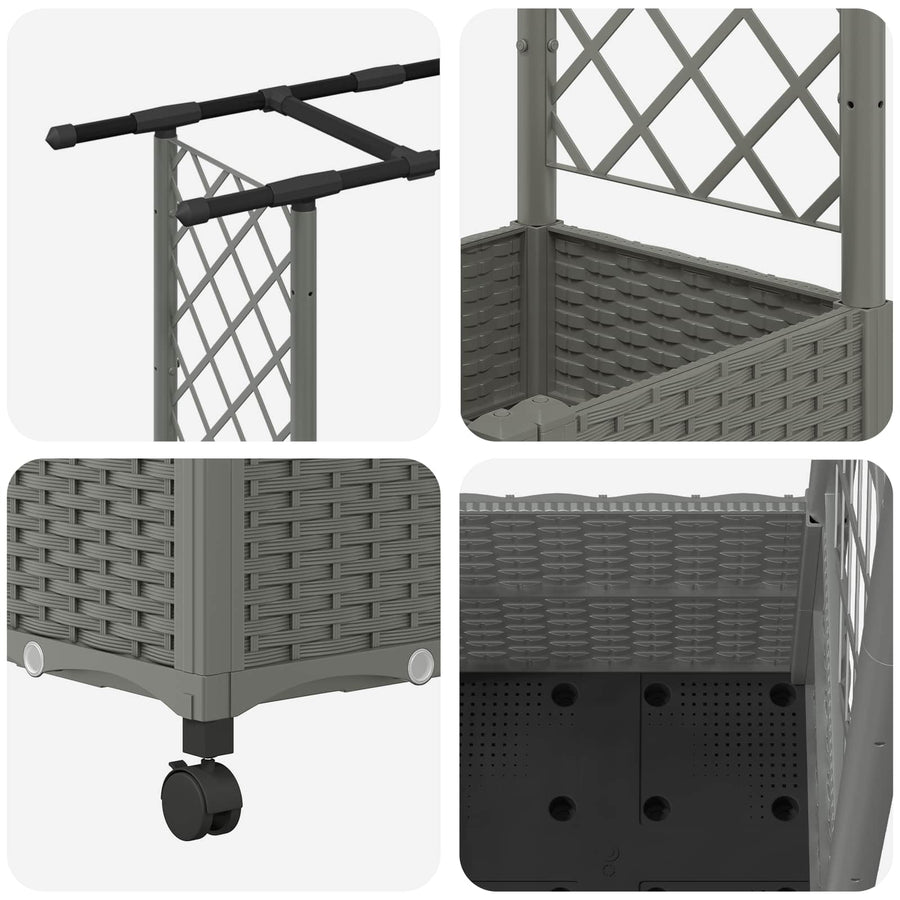Verhoogd Bed met Trellis en Dak Lichtgrijs 124,5 x 40 x 142 cm