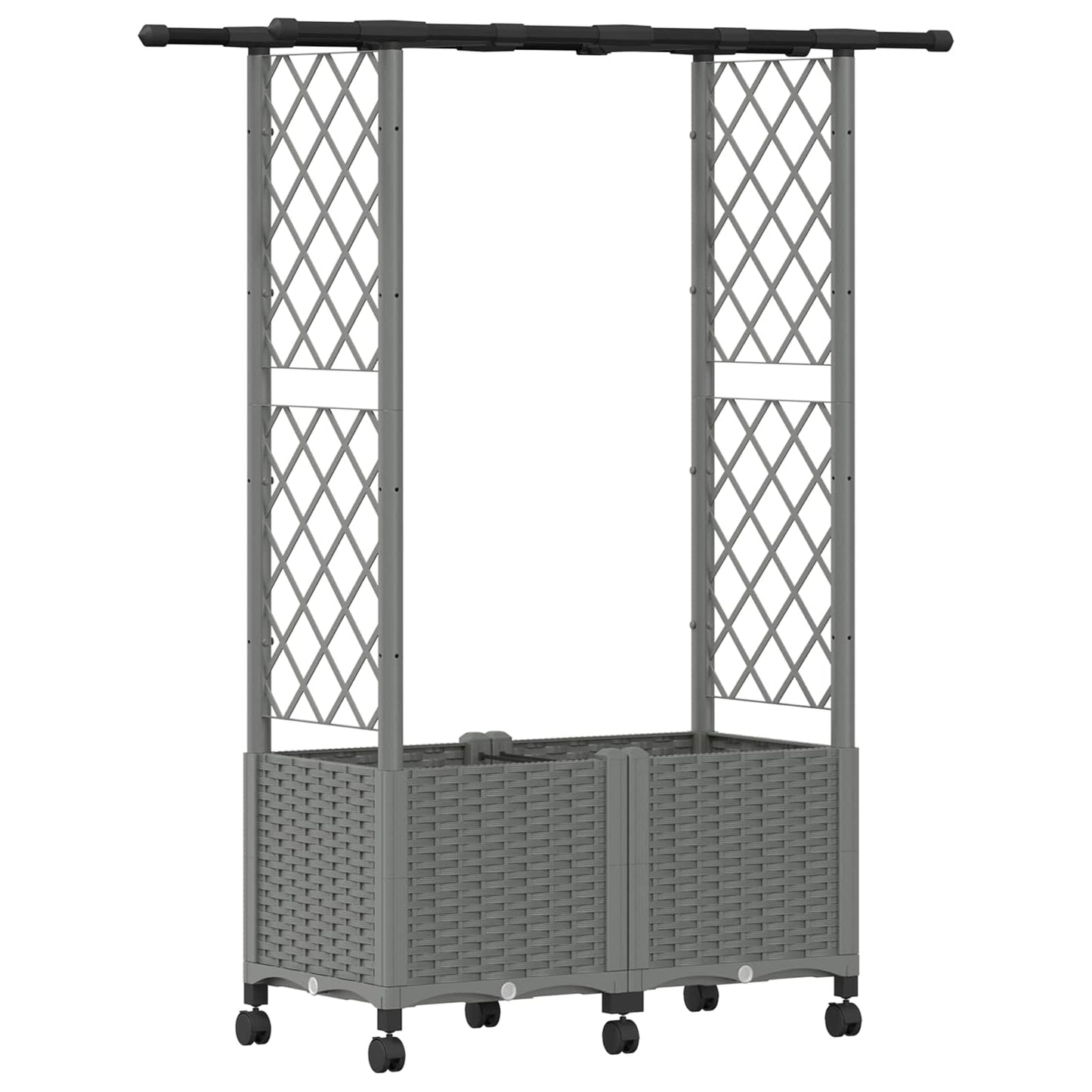 Verhoogd Bed met Trellis en Dak Lichtgrijs 124,5 x 40 x 142 cm