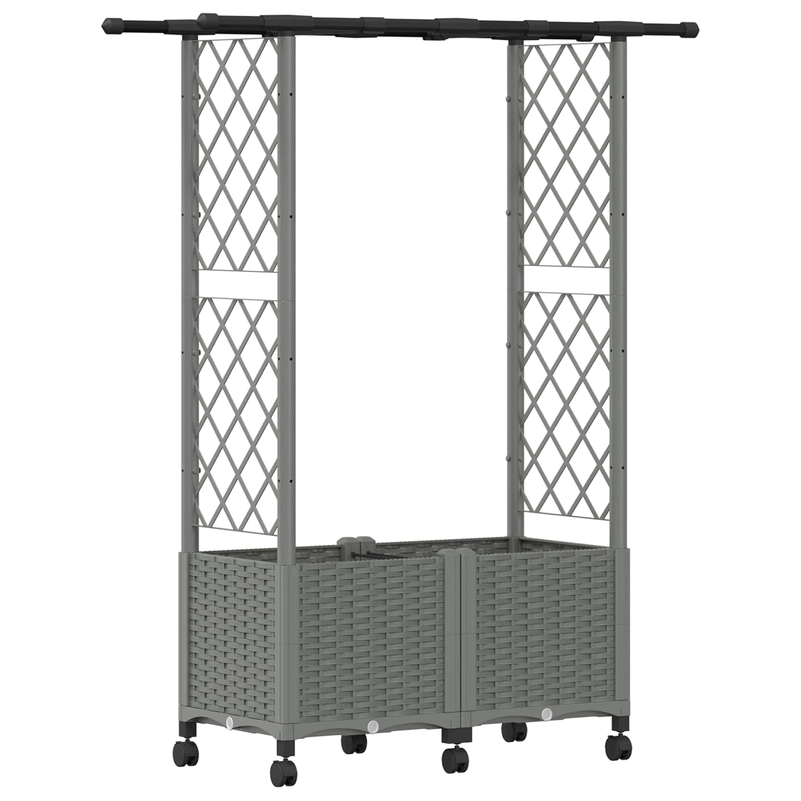 Verhoogd Bed met Trellis en Dak Lichtgrijs 124,5 x 40 x 142 cm