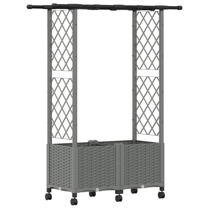 Verhoogd Bed met Trellis en Dak Lichtgrijs 124,5 x 40 x 142 cm