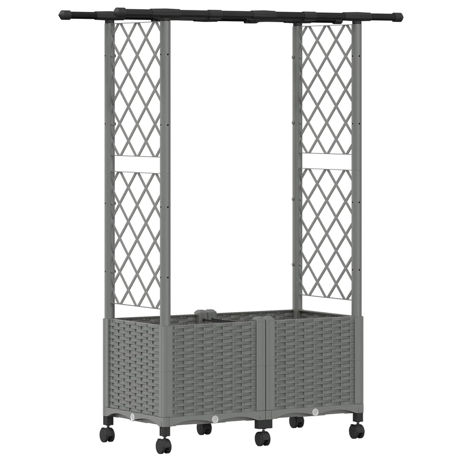 Verhoogd Bed met Trellis en Dak Lichtgrijs 124,5 x 40 x 142 cm