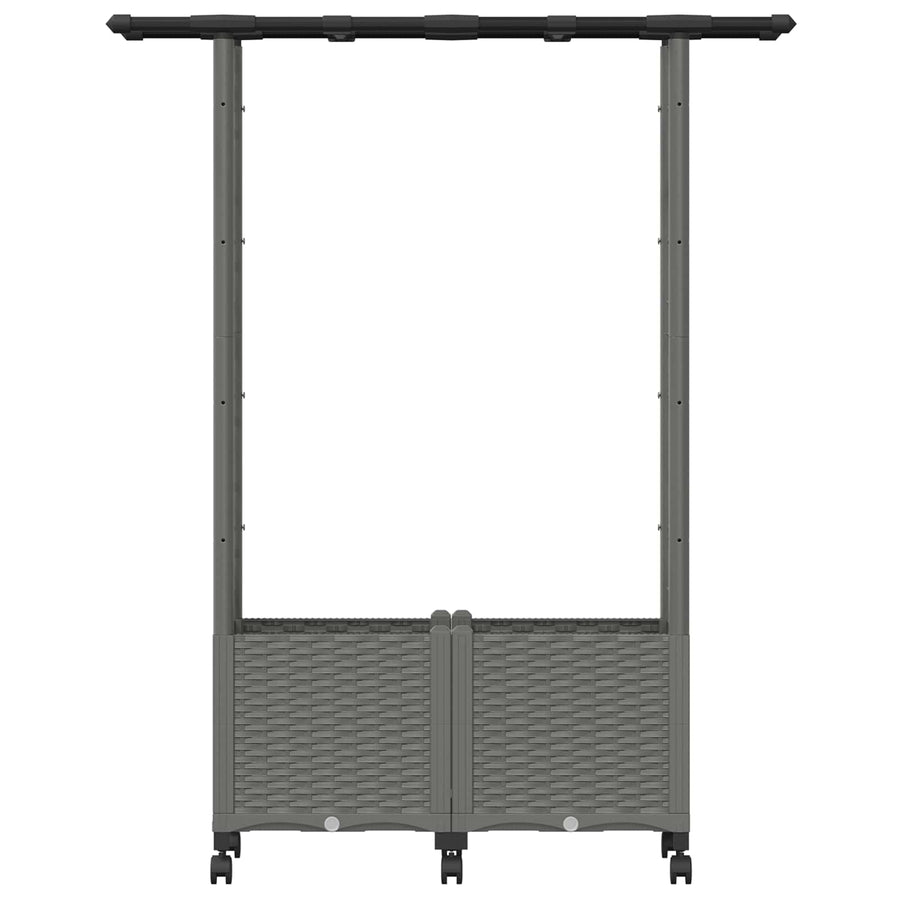 Verhoogd Bed met Trellis en Dak Lichtgrijs 124,5 x 40 x 142 cm