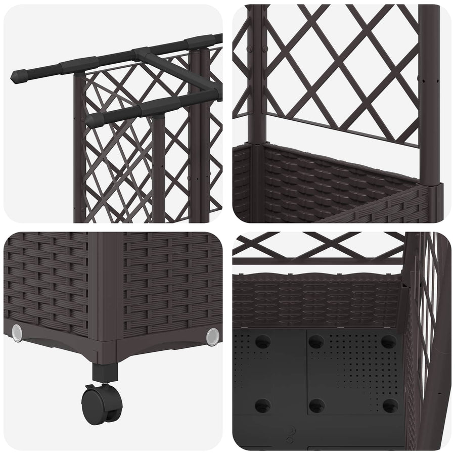 Verhoogd Bed met Trellis en Dak Bruin 124 x 40 x 127 cm PP