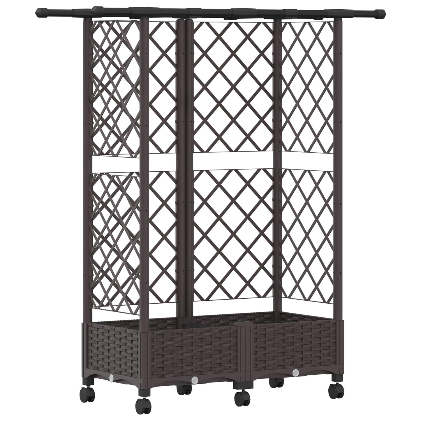 Verhoogd Bed met Trellis en Dak Bruin 124 x 40 x 127 cm PP