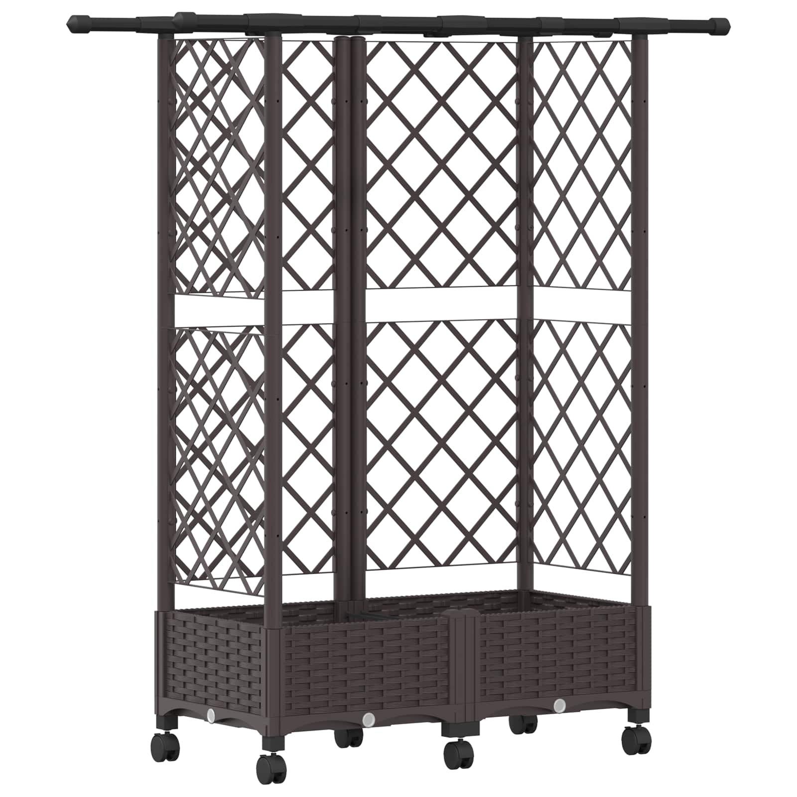Verhoogd Bed met Trellis en Dak Bruin 124 x 40 x 127 cm PP