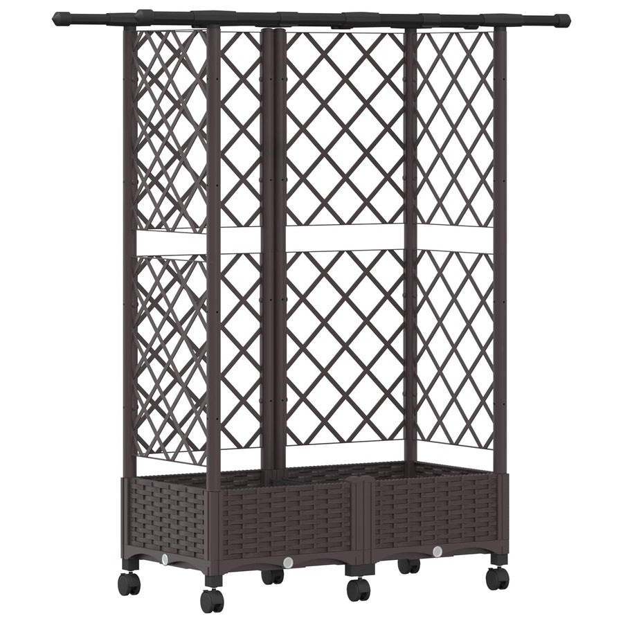 Verhoogd Bed met Trellis en Dak Bruin 124 x 40 x 127 cm PP