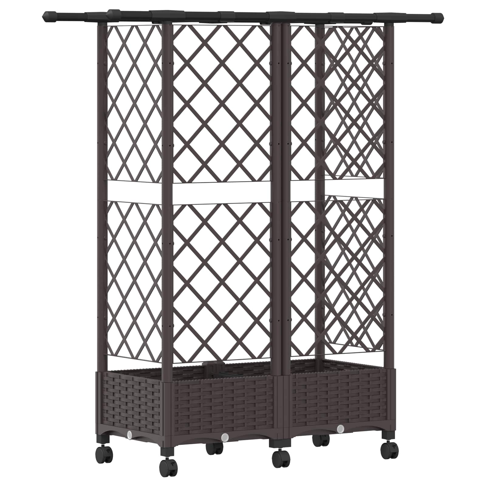 Verhoogd Bed met Trellis en Dak Bruin 124 x 40 x 127 cm PP