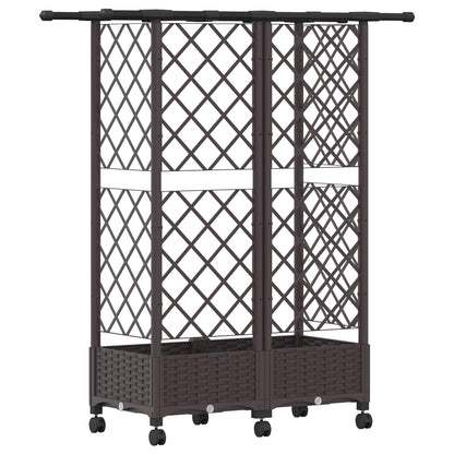Verhoogd Bed met Trellis en Dak Bruin 124 x 40 x 127 cm PP