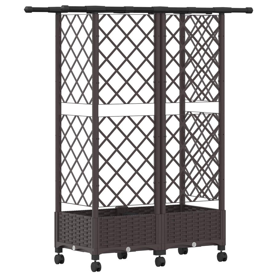 Verhoogd Bed met Trellis en Dak Bruin 124 x 40 x 127 cm PP
