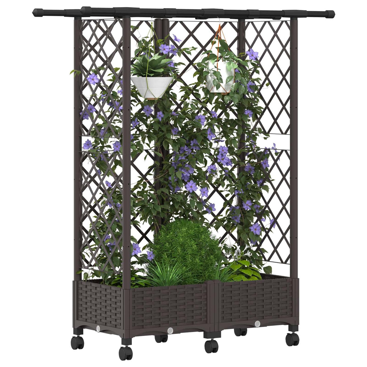 Verhoogd Bed met Trellis en Dak Bruin 124 x 40 x 127 cm PP