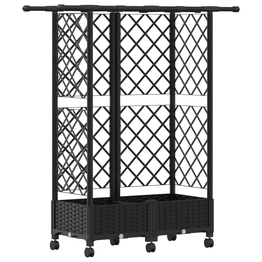 Verhoogd Bed met Trellis en Dak Zwart 124 x 40 x 127 cm PP