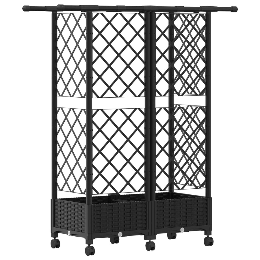 Verhoogd Bed met Trellis en Dak Zwart 124 x 40 x 127 cm PP