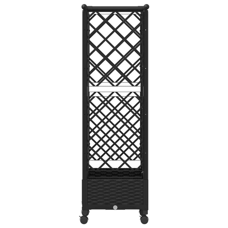 Verhoogd Bed met Trellis en Dak Zwart 124 x 40 x 127 cm PP
