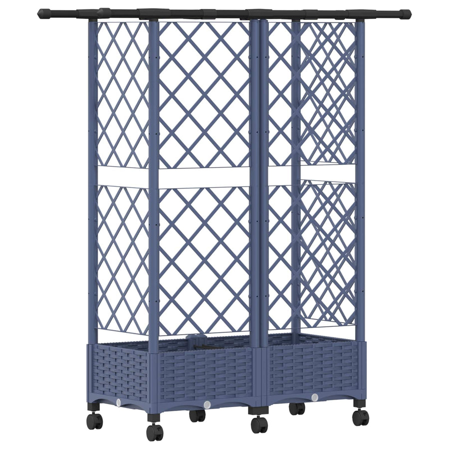 Verhoogd Bed met Trellis en Dak Grijs 124 x 40 x 127 cm PP