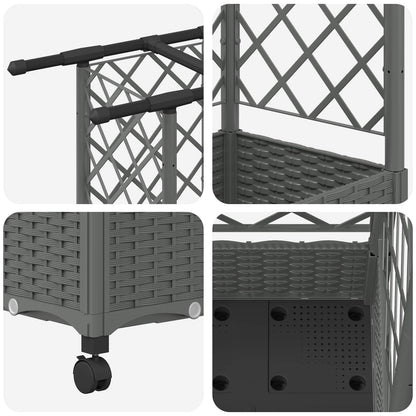 Verhoogd Bed met Trellis en Dak Lichtgrijs 124 x 40 x 127 cm PP