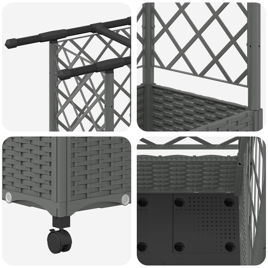 Verhoogd Bed met Trellis en Dak Lichtgrijs 124 x 40 x 127 cm PP