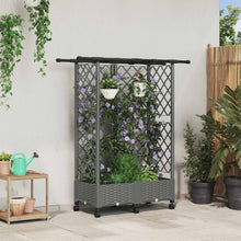 Verhoogd Bed met Trellis en Dak Lichtgrijs 124 x 40 x 127 cm PP