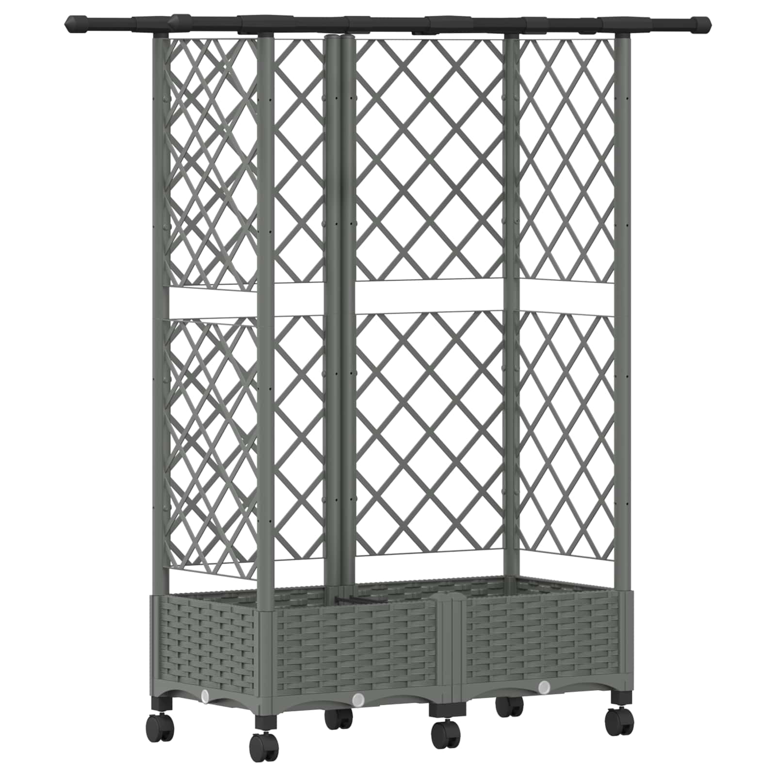Verhoogd Bed met Trellis en Dak Lichtgrijs 124 x 40 x 127 cm PP