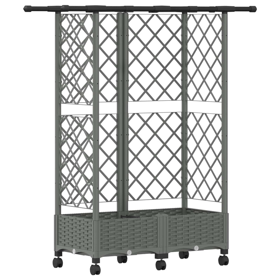 Verhoogd Bed met Trellis en Dak Lichtgrijs 124 x 40 x 127 cm PP
