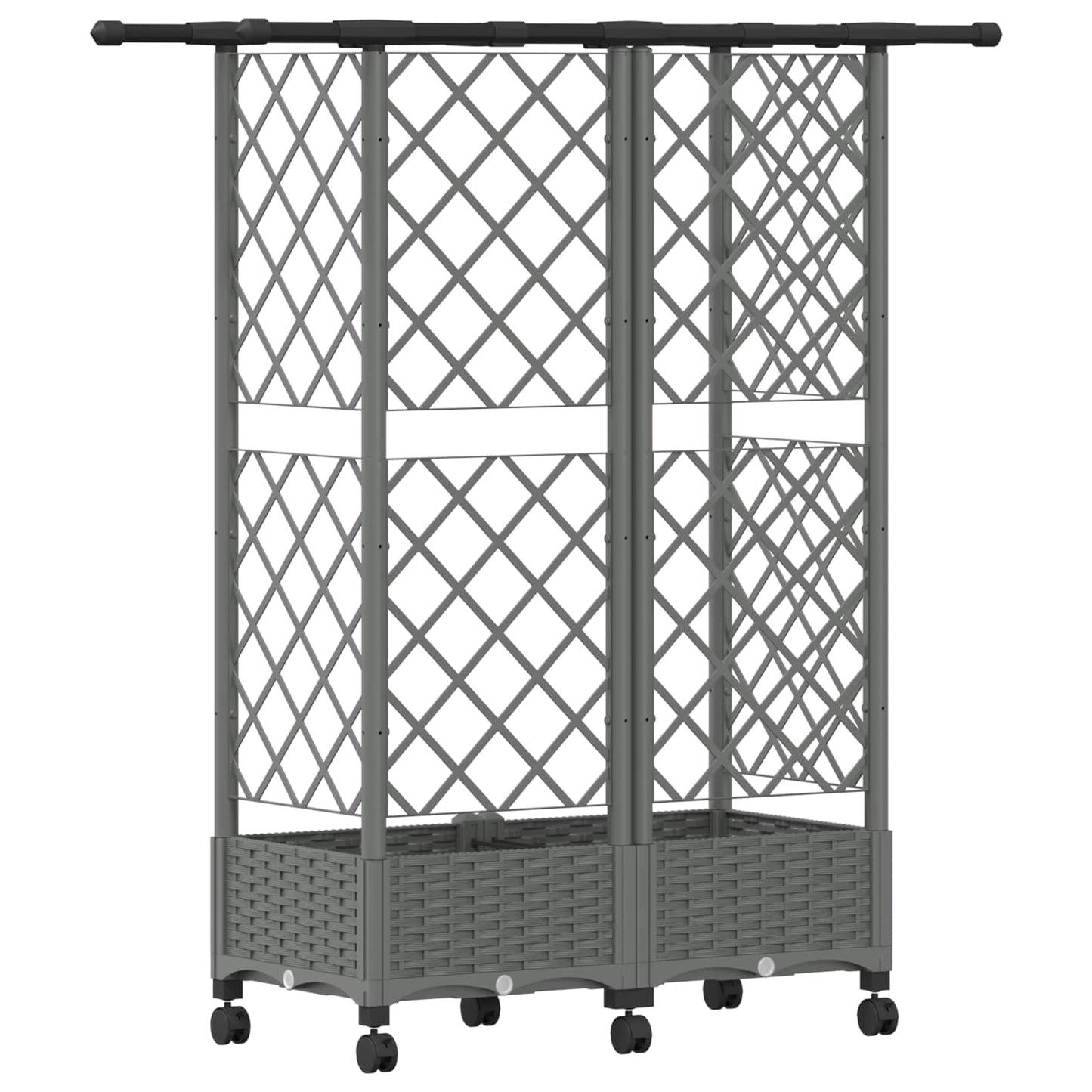 Verhoogd Bed met Trellis en Dak Lichtgrijs 124 x 40 x 127 cm PP