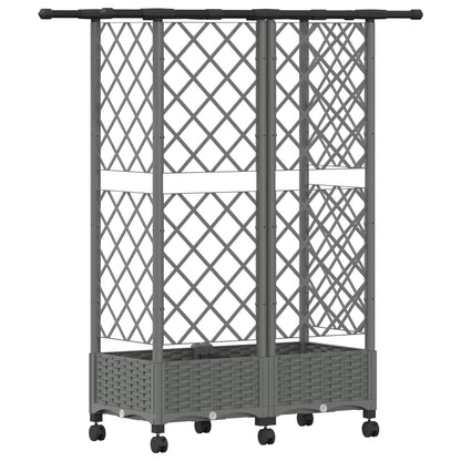 Verhoogd Bed met Trellis en Dak Lichtgrijs 124 x 40 x 127 cm PP