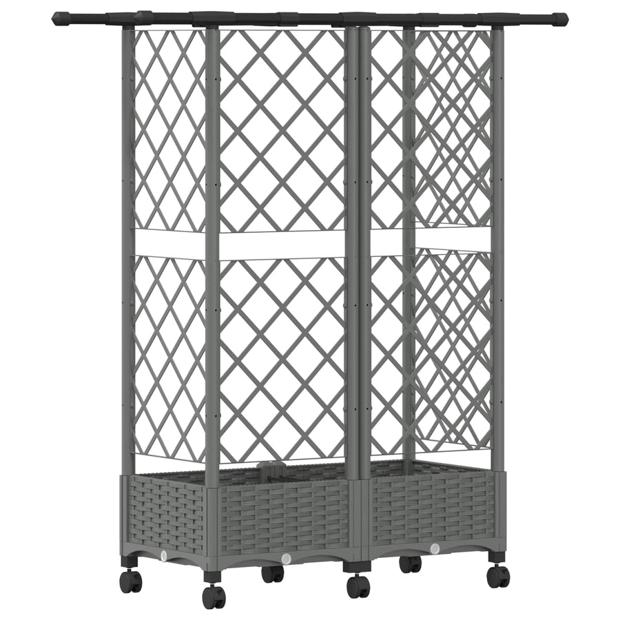 Verhoogd Bed met Trellis en Dak Lichtgrijs 124 x 40 x 127 cm PP