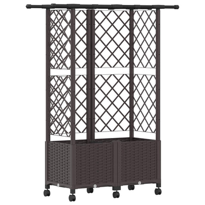 Verhoogd Bed met Trellis en Dak Bruin 124 x 40 x 142 cm PP
