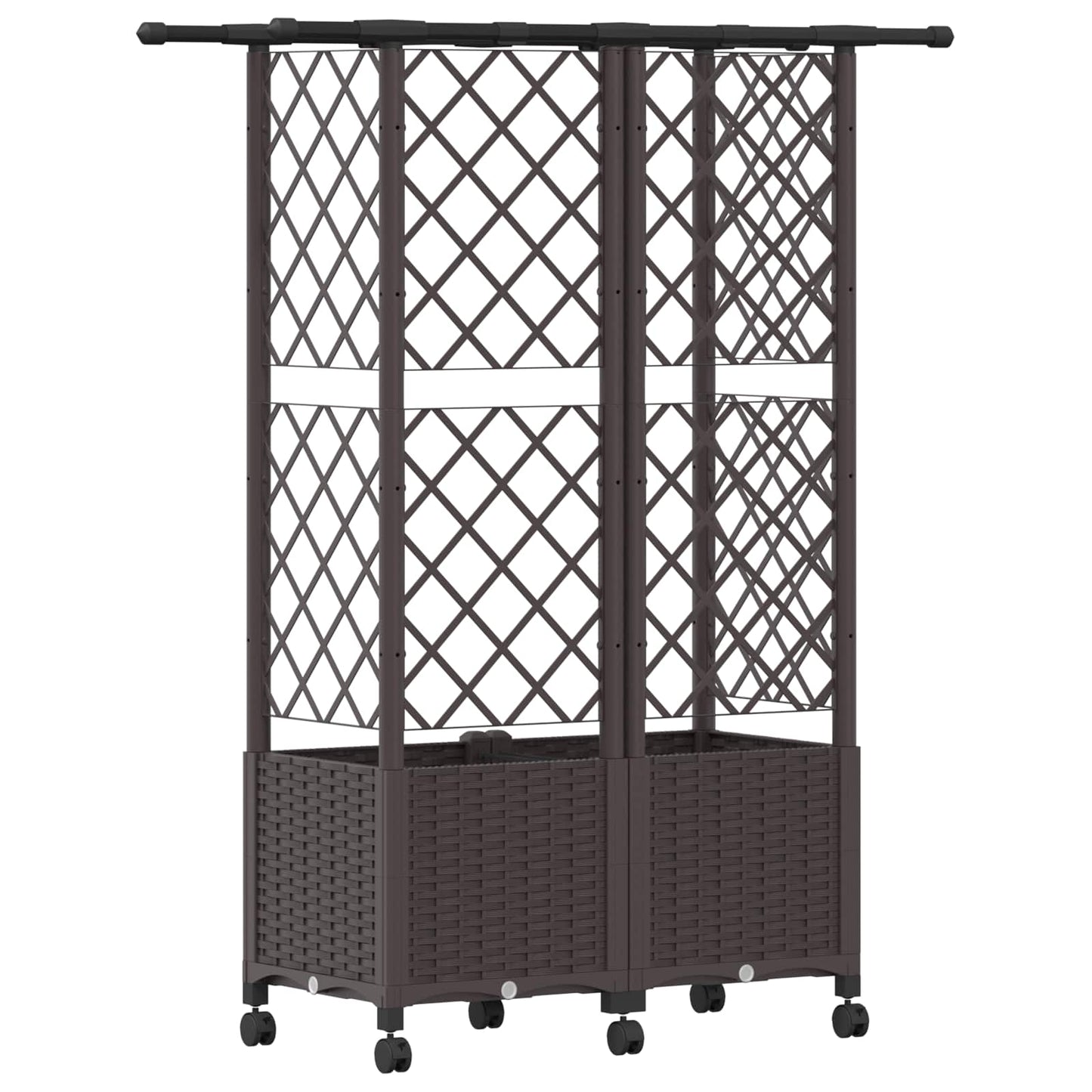 Verhoogd Bed met Trellis en Dak Bruin 124 x 40 x 142 cm PP
