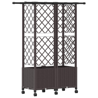 Verhoogd Bed met Trellis en Dak Bruin 124 x 40 x 142 cm PP