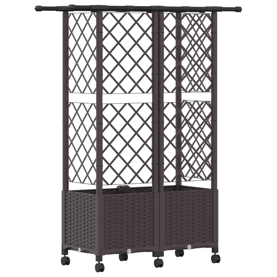 Verhoogd Bed met Trellis en Dak Bruin 124 x 40 x 142 cm PP