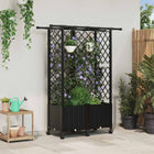 Verhoogd tuinbed met trellis en dak 124x40x142 cm zwart