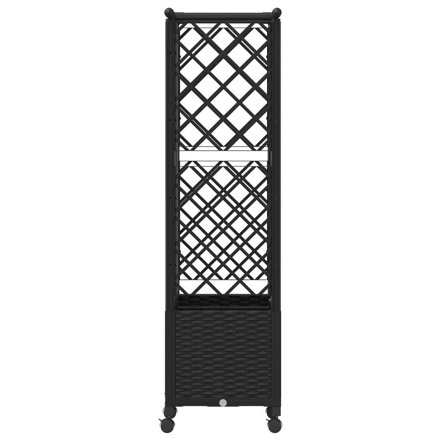 Verhoogd Bed met Trellis en Dak Zwart 124 x 40 x 142 cm PP