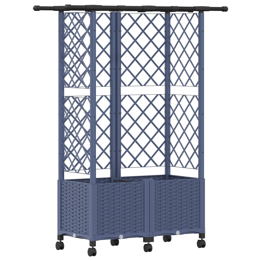 Verhoogd Bed met Trellis en Dak Grijs 124 x 40 x 142 cm PP