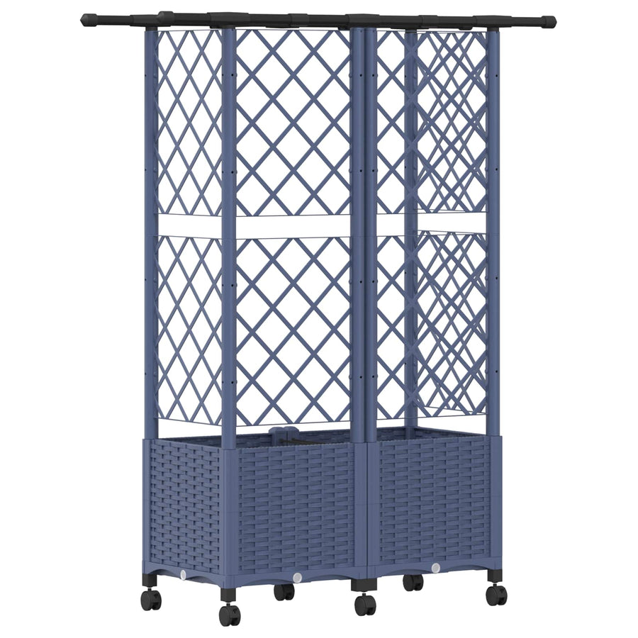 Verhoogd Bed met Trellis en Dak Grijs 124 x 40 x 142 cm PP