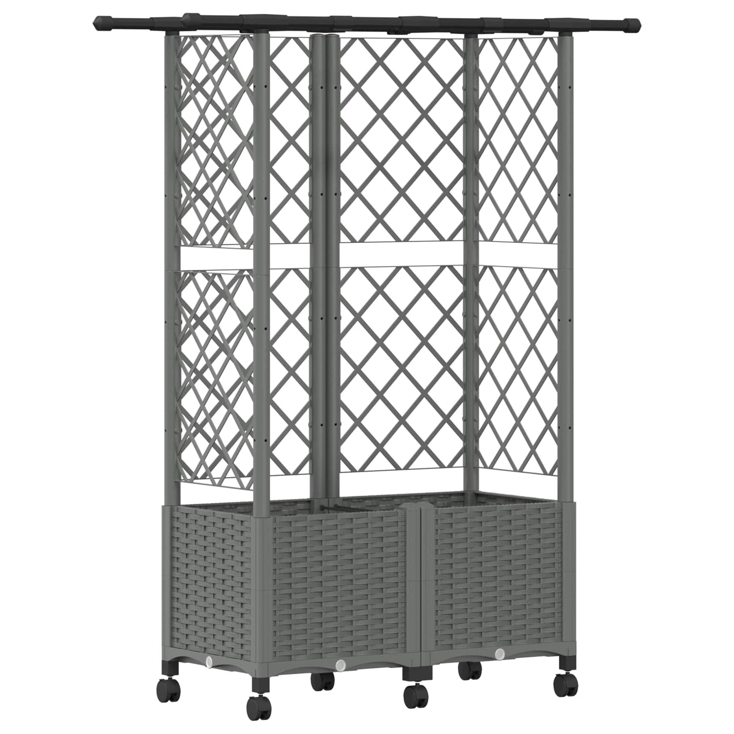 Verhoogd Bed met Trellis en Dak Lichtgrijs 124 x 40 x 142 cm PP
