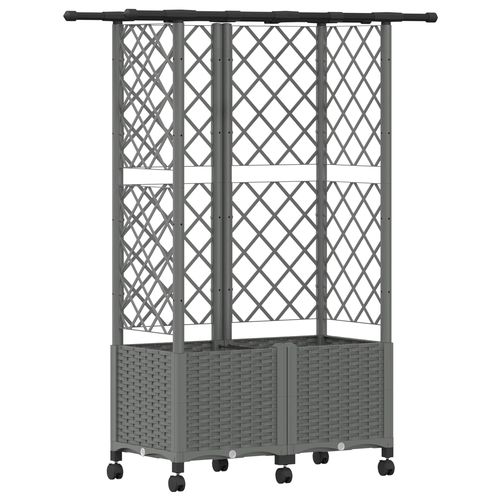 Verhoogd Bed met Trellis en Dak Lichtgrijs 124 x 40 x 142 cm PP